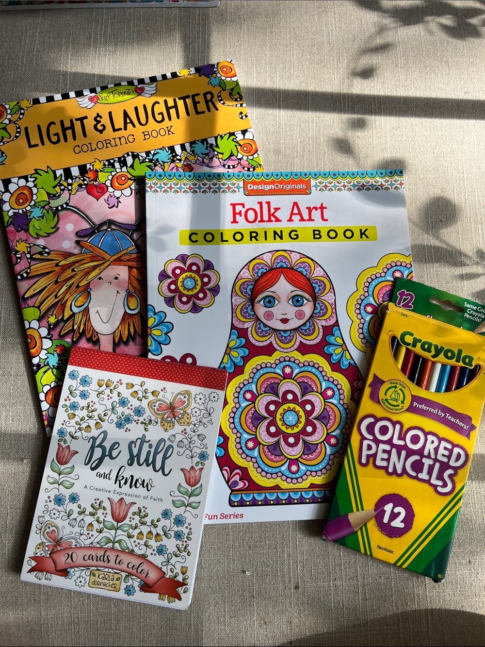 Crayola Colored Pencils with 3 Adult Coloring Books- Bundle. Almost New!